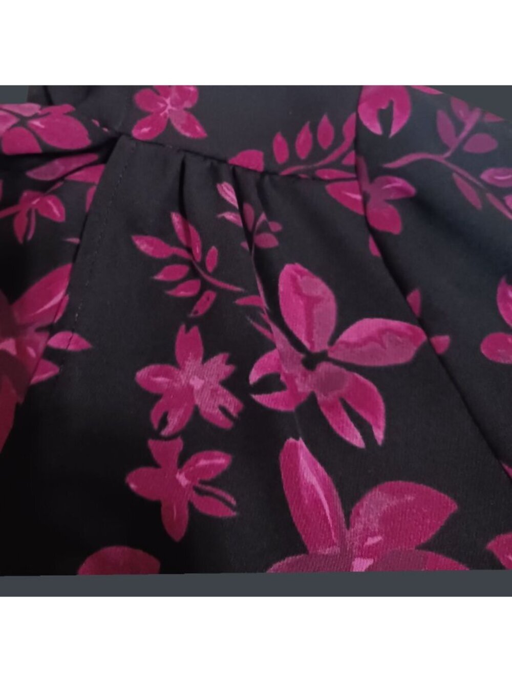 Parker Womens Floral Print Long-Sleeve Blouse Tie Front Hot Pink/black Xsmall - Picture 11 of 14